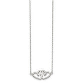 Sterling Silver Polished Two Hearts CZ Necklace